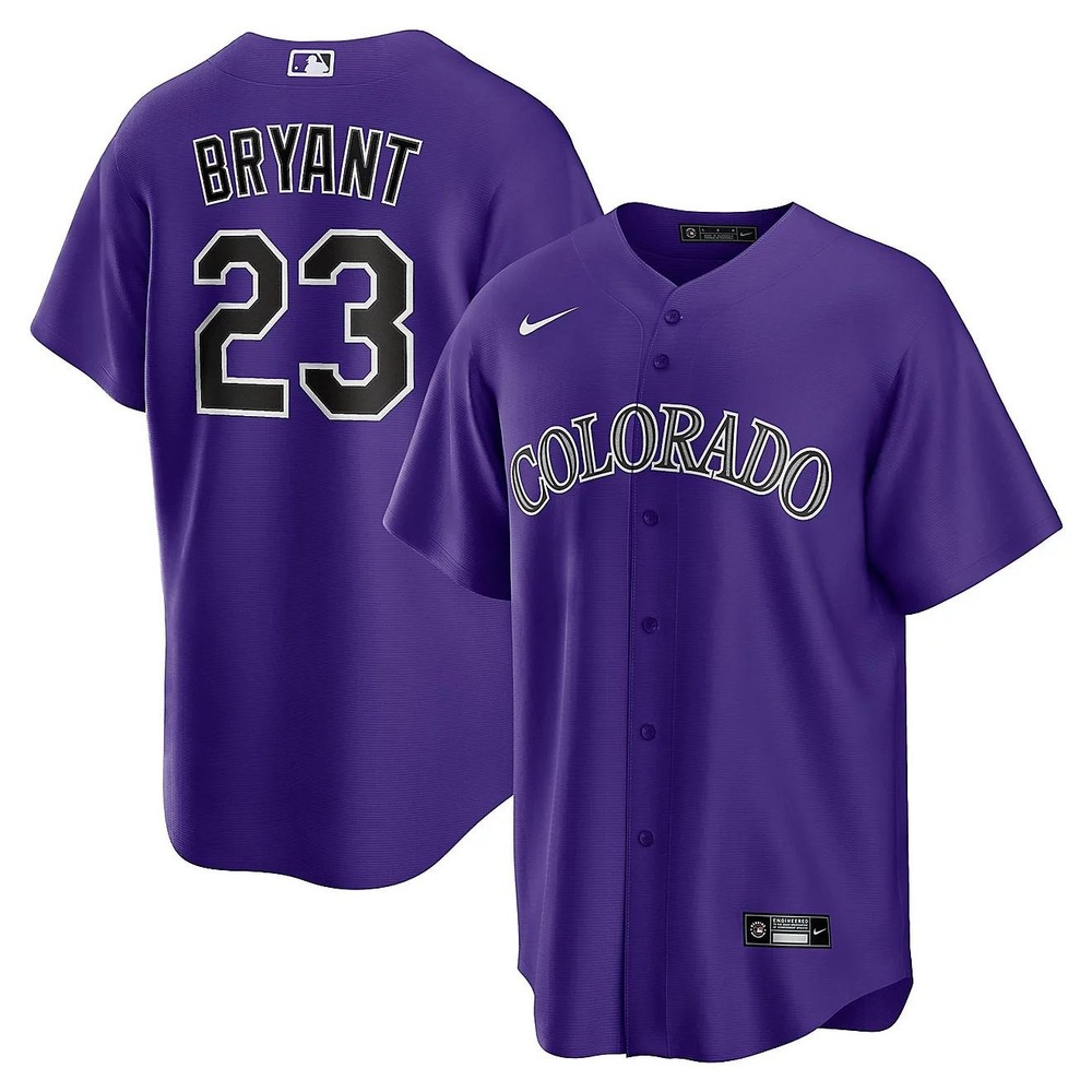 Nike Colorado Rockies Kris Bryant 23 MLB Baseball Jersey Purple Men's Medium